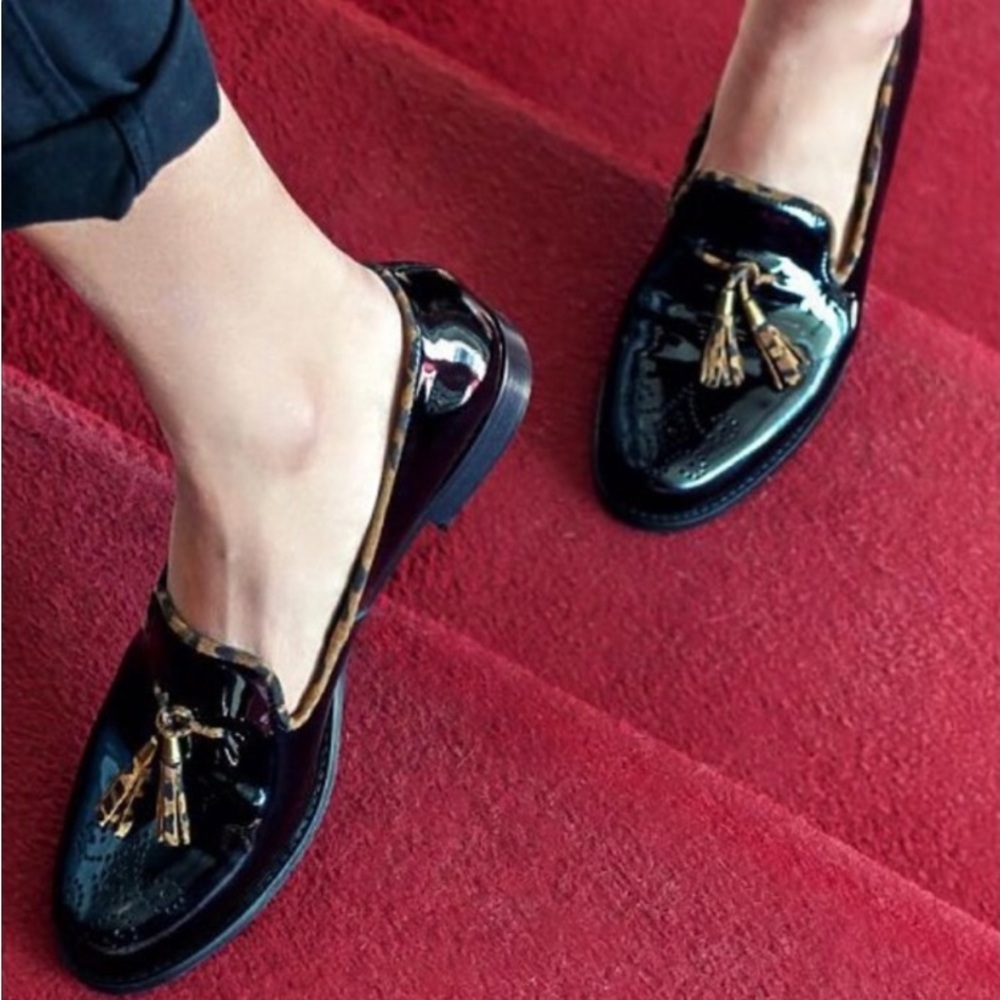 GIROTTI Italian Leather Custom Made Slip On Loafer Suede Leopard Tassel Classic